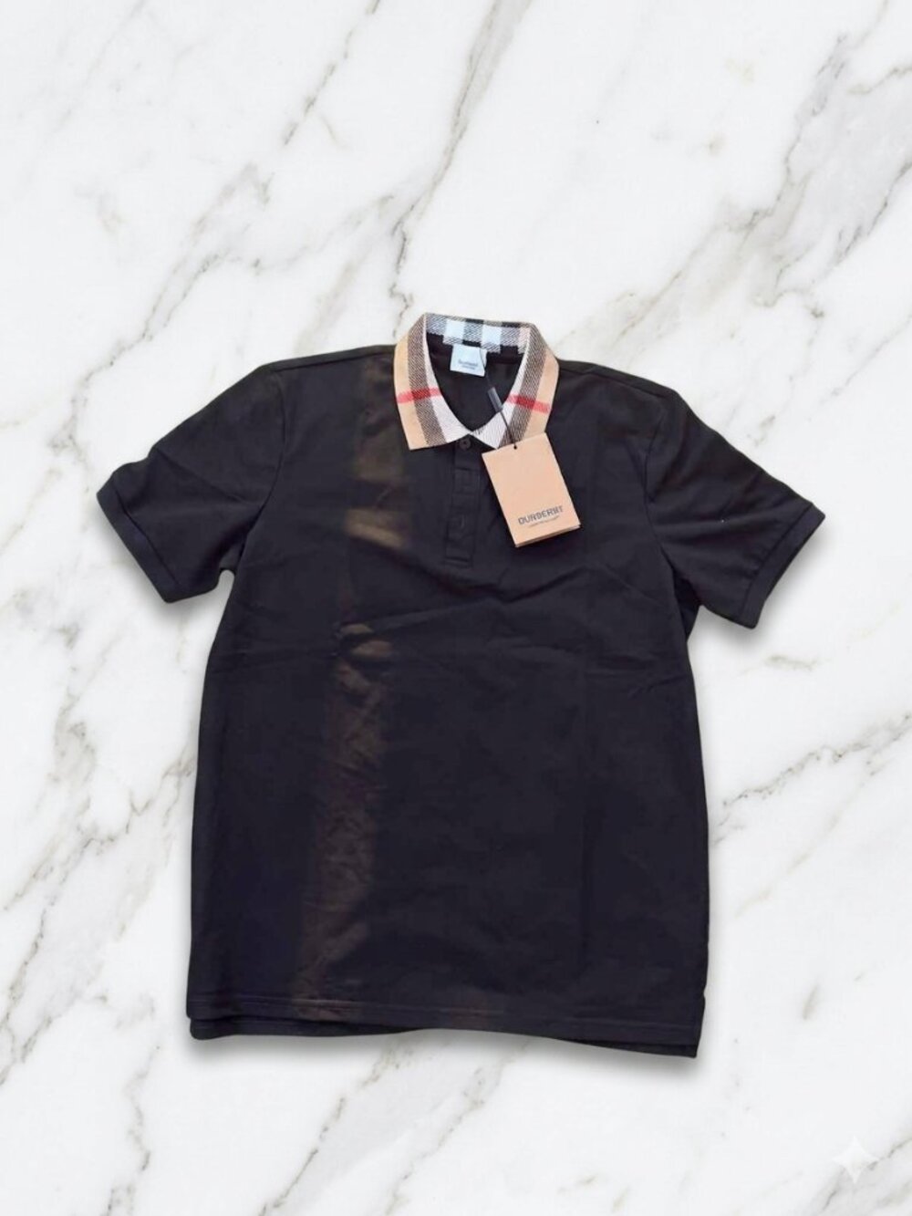 Burberry Black Polo with Signature Beige Check